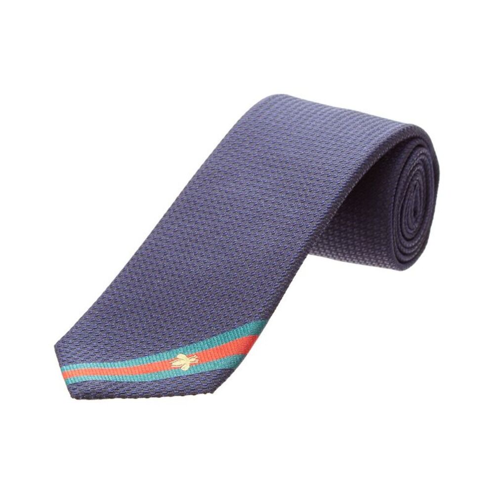 Gucci Blue Bee Web Silk Tie, Blue